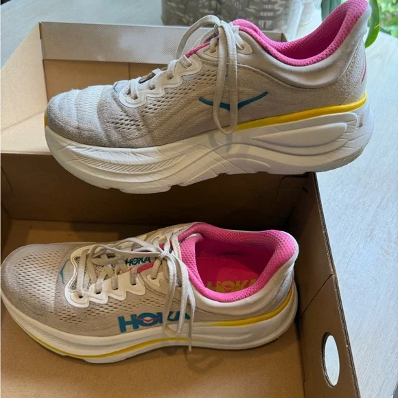 Hoka One One Women's Beige and Pink Athletic Shoes - Picture 2 of 4